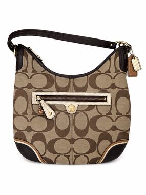 2007 Coach Signature Large Jacquard Hobo w/ Attachable Crossbody